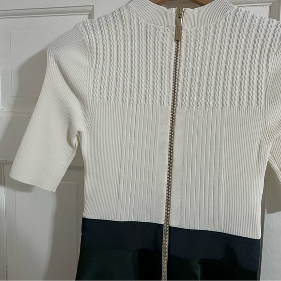 Ted Baker White and Hunter Green Tafetta Dress Size 1 - Picture 4 of 6